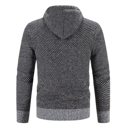 Men's Fleece Clothes Knit Cardigan Jumper Hooded Jackets Brown Sweaters Warm Harajuku Coat