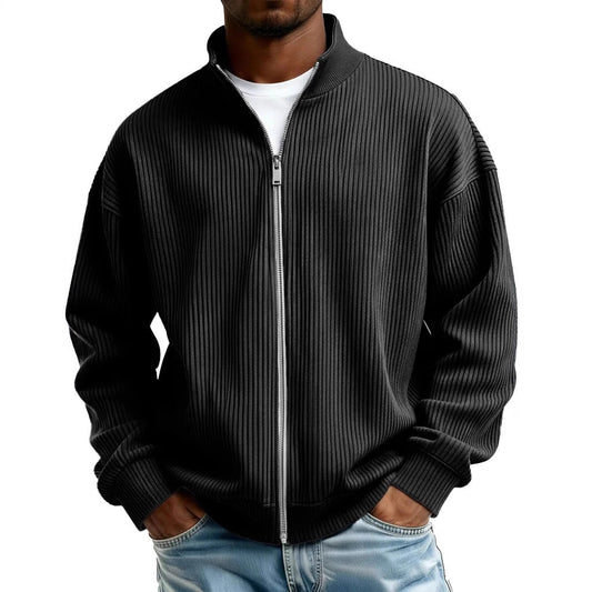 Men's Full Zip Mock Neck Chunky Knit Sweater Jacket Casual Warm Pullover Autumn Winter Knitwear - Seldom Seen Styles