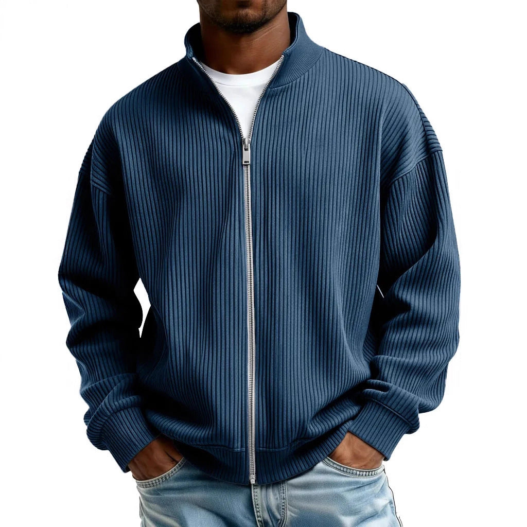 Men's Full Zip Mock Neck Chunky Knit Sweater Jacket Casual Warm Pullover Autumn Winter Knitwear - Seldom Seen Styles