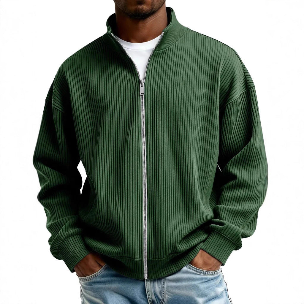 Men's Full Zip Mock Neck Chunky Knit Sweater Jacket Casual Warm Pullover Autumn Winter Knitwear - Seldom Seen Styles