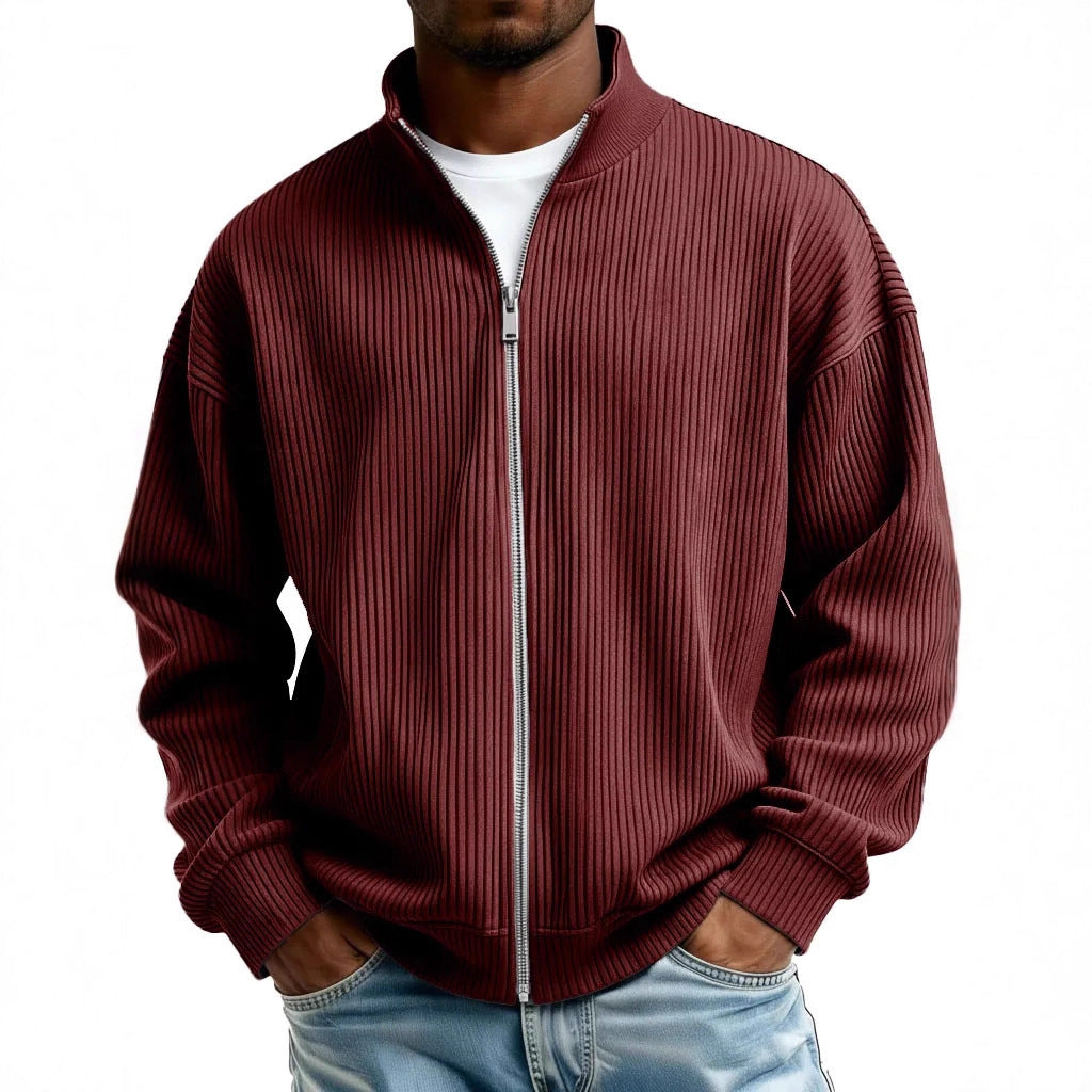 Men's Full Zip Mock Neck Chunky Knit Sweater Jacket Casual Warm Pullover Autumn Winter Knitwear - Seldom Seen Styles