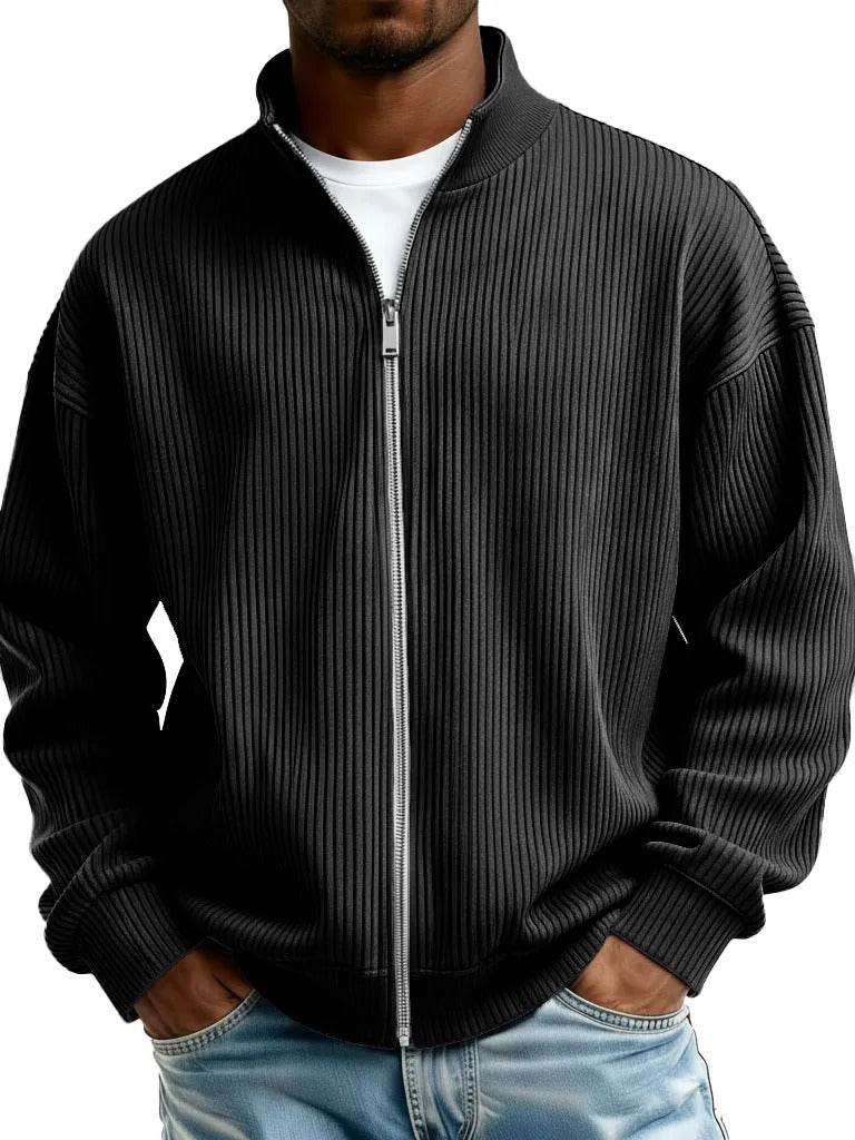 Men's Full Zip Mock Neck Chunky Knit Sweater Jacket Casual Warm Pullover Autumn Winter Knitwear - Seldom Seen Styles