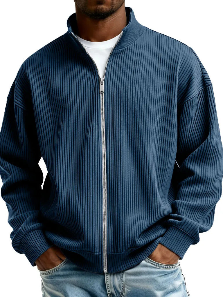 Men's Full Zip Mock Neck Chunky Knit Sweater Jacket Casual Warm Pullover Autumn Winter Knitwear - Seldom Seen Styles