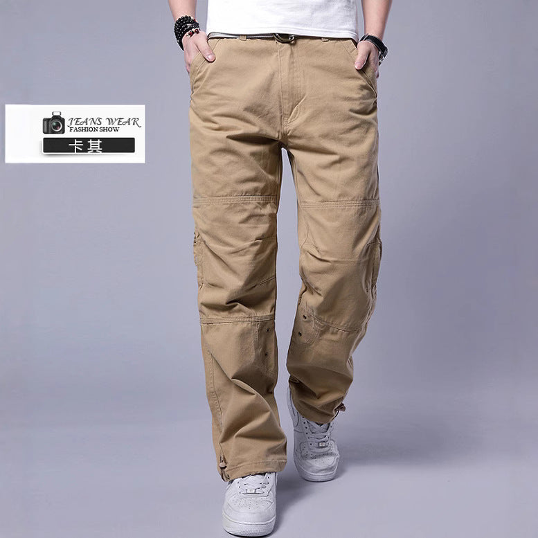 Men's Plus Size Cotton Cargo Pants Loose Straight Leg Multi-Pocket Outdoor Trousers Summer Casual Streetwear Outfit Free Belt - Seldom Seen Styles