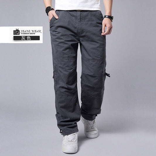 Men's Plus Size Cotton Cargo Pants Loose Straight Leg Multi-Pocket Outdoor Trousers Summer Casual Streetwear Outfit - Seldom Seen Styles