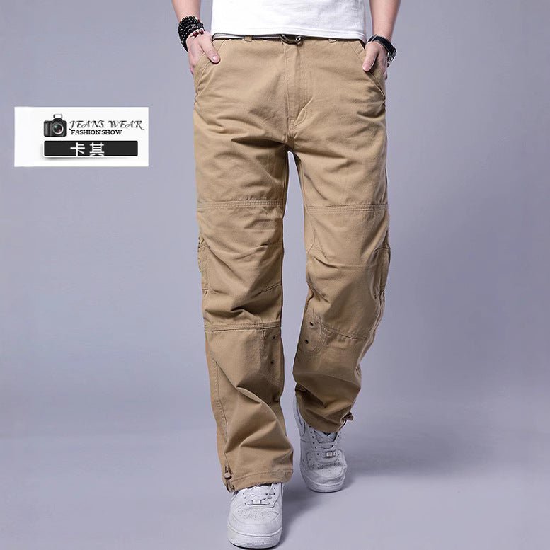 Men's Plus Size Cotton Cargo Pants Loose Straight Leg Multi-Pocket Outdoor Trousers Summer Casual Streetwear Outfit - Seldom Seen Styles