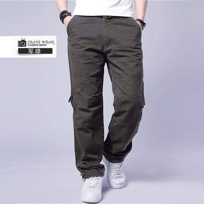Men's Plus Size Cotton Cargo Pants Loose Straight Leg Multi-Pocket Outdoor Trousers Summer Casual Streetwear Outfit - Seldom Seen Styles