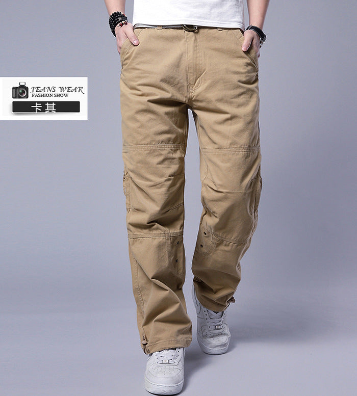 Men's Plus Size Cotton Cargo Pants Loose Straight Leg Multi-Pocket Outdoor Trousers Summer Casual Streetwear Outfit - Seldom Seen Styles