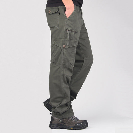 Men's Plus Size Cotton Cargo Pants Straight Leg Elastic Waist Casual Trousers Summer Outdoor Streetwear Outfit - Seldom Seen Styles