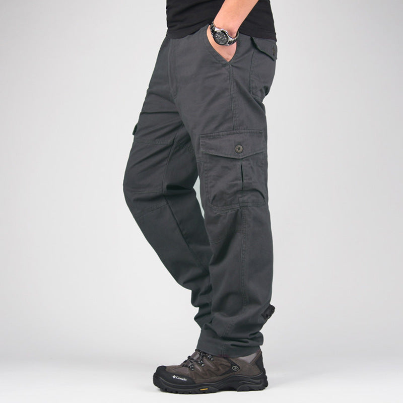 Men's Plus Size Cotton Cargo Pants Straight Leg Elastic Waist Casual Trousers Summer Outdoor Streetwear Outfit - Seldom Seen Styles