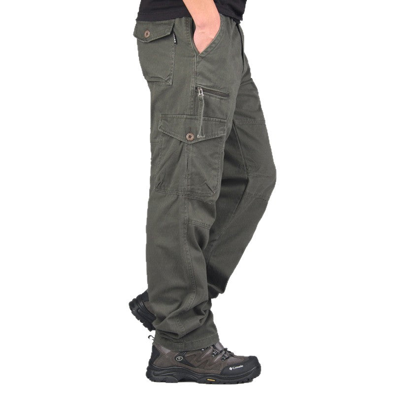 Men's Plus Size Cotton Cargo Pants Straight Leg Elastic Waist Casual Trousers Summer Outdoor Streetwear Outfit - Seldom Seen Styles