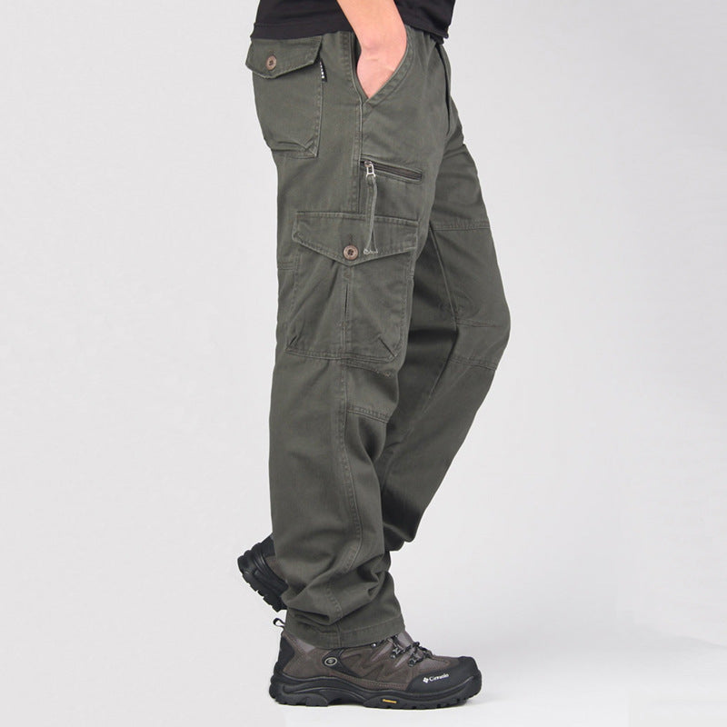 Men's Plus Size Cotton Cargo Pants Straight Leg Elastic Waist Casual Trousers Summer Outdoor Streetwear Outfit - Seldom Seen Styles