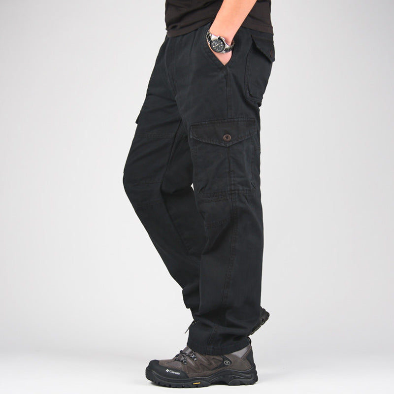 Men's Plus Size Cotton Cargo Pants Straight Leg Elastic Waist Casual Trousers Summer Outdoor Streetwear Outfit - Seldom Seen Styles