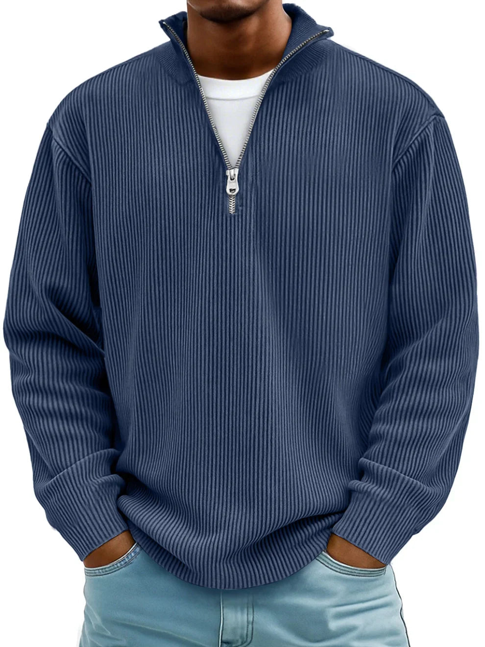Men's Quarter Zip Sweater Slim Fit Casual Pullover Sweater Mock Neck Polo Sweaters - Seldom Seen Styles