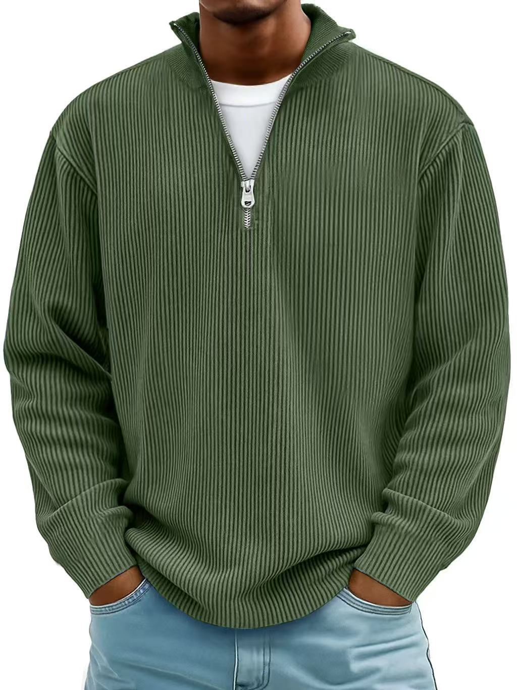 Men's Quarter Zip Sweater Slim Fit Casual Pullover Sweater Mock Neck Polo Sweaters - Seldom Seen Styles