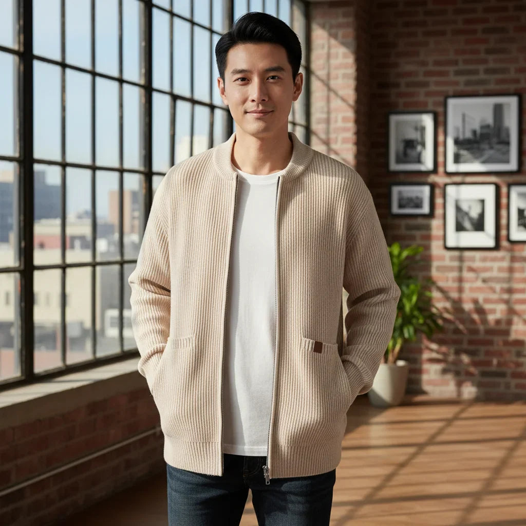 Mens Cardigan Sweaters Youthful Vitality Stand Collar Loose Casual Knitted Chic Sweater Jackets Outerwear - Seldom Seen Styles