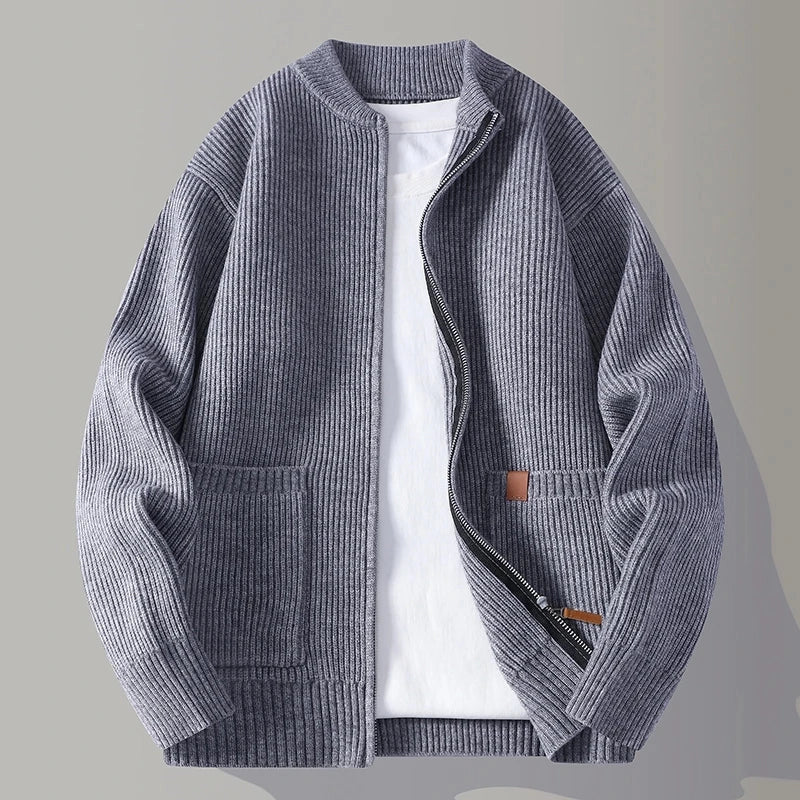 Mens Cardigan Sweaters Youthful Vitality Stand Collar Loose Casual Knitted Chic Sweater Jackets Outerwear - Seldom Seen Styles