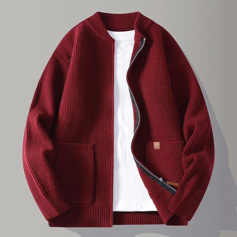 Mens Cardigan Sweaters Youthful Vitality Stand Collar Loose Casual Knitted Chic Sweater Jackets Outerwear - Seldom Seen Styles