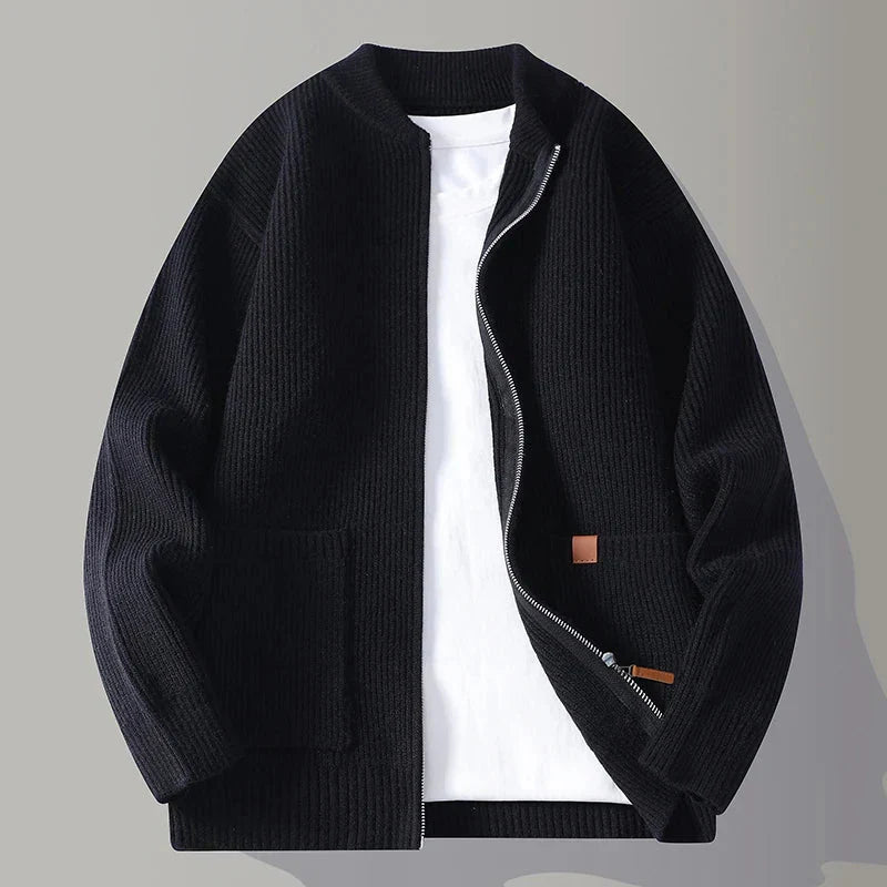 Mens Cardigan Sweaters Youthful Vitality Stand Collar Loose Casual Knitted Chic Sweater Jackets Outerwear - Seldom Seen Styles