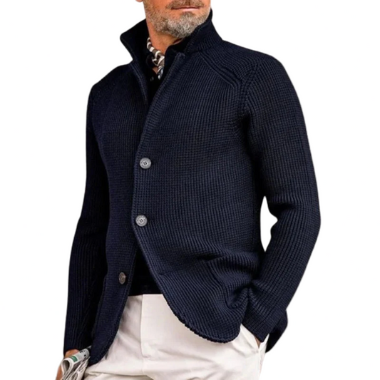 Mens Sweater Blazer Knitted Cardigan Sweater Sport Coat Casual Warm Stand Collar Chunky Button Down Wool Suit Jacket - Seldom Seen Styles