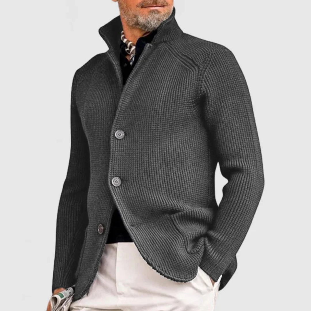 Mens Sweater Blazer Knitted Cardigan Sweater Sport Coat Casual Warm Stand Collar Chunky Button Down Wool Suit Jacket - Seldom Seen Styles