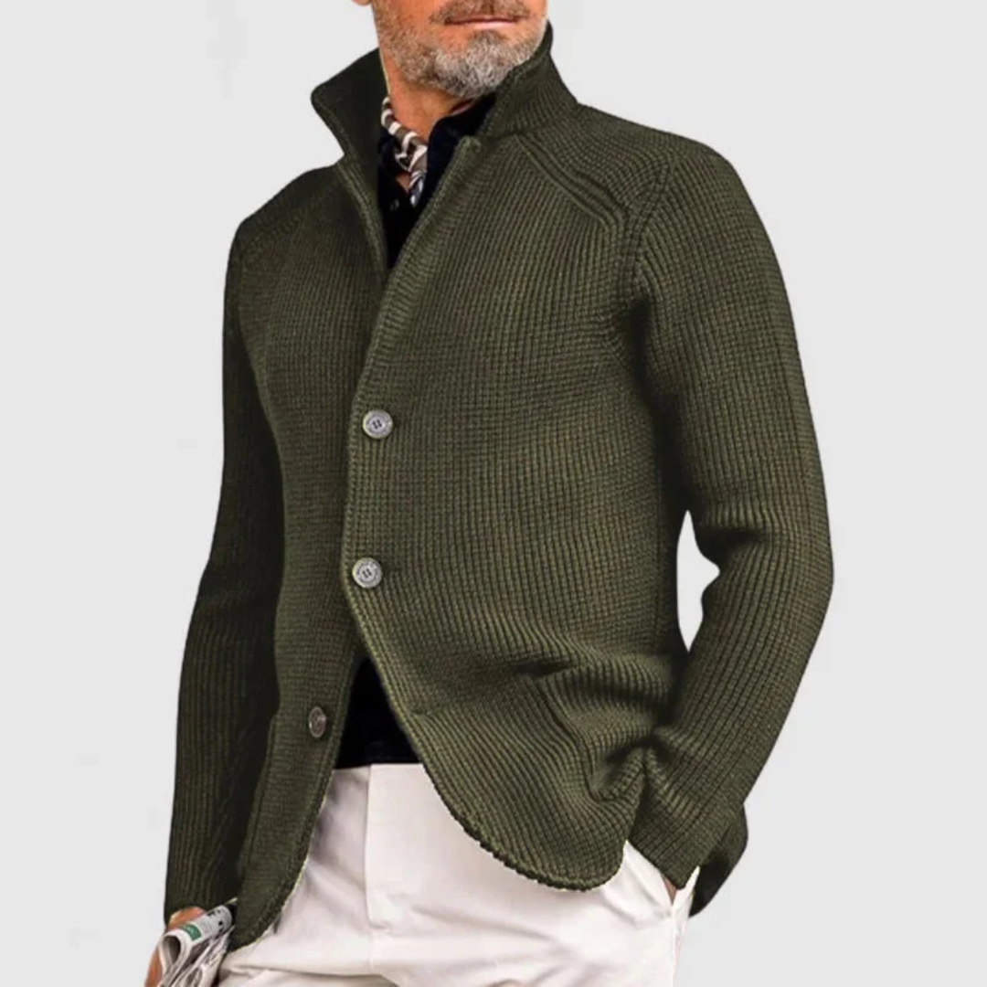 Mens Sweater Blazer Knitted Cardigan Sweater Sport Coat Casual Warm Stand Collar Chunky Button Down Wool Suit Jacket - Seldom Seen Styles