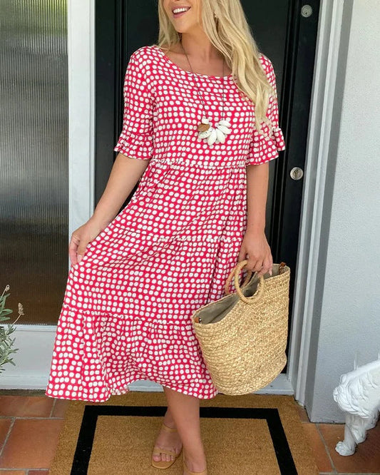 Michele™ | Relaxed Midi Dress With Dots - Seldom Seen Styles