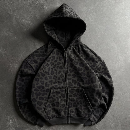 Leopard Zip-Up Hoodie