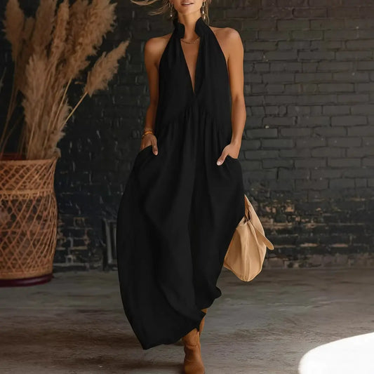 2026 Minimalist Halter Neck Maxi Dress |   Casual Loose Fit Pocket Dress |   Effortless Summer Outfit for Women # MaxiDress # HalterNeckDress # BohoFashion # SummerDress # CasualDress # WithPockets # DressesForWomen # Outfit of the Day - Seldom Seen Styles