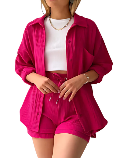 Modern Button-Up Shorts Set