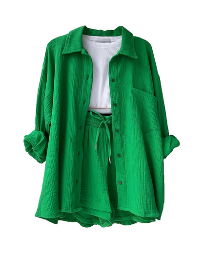 Modern Button-Up Shorts Set