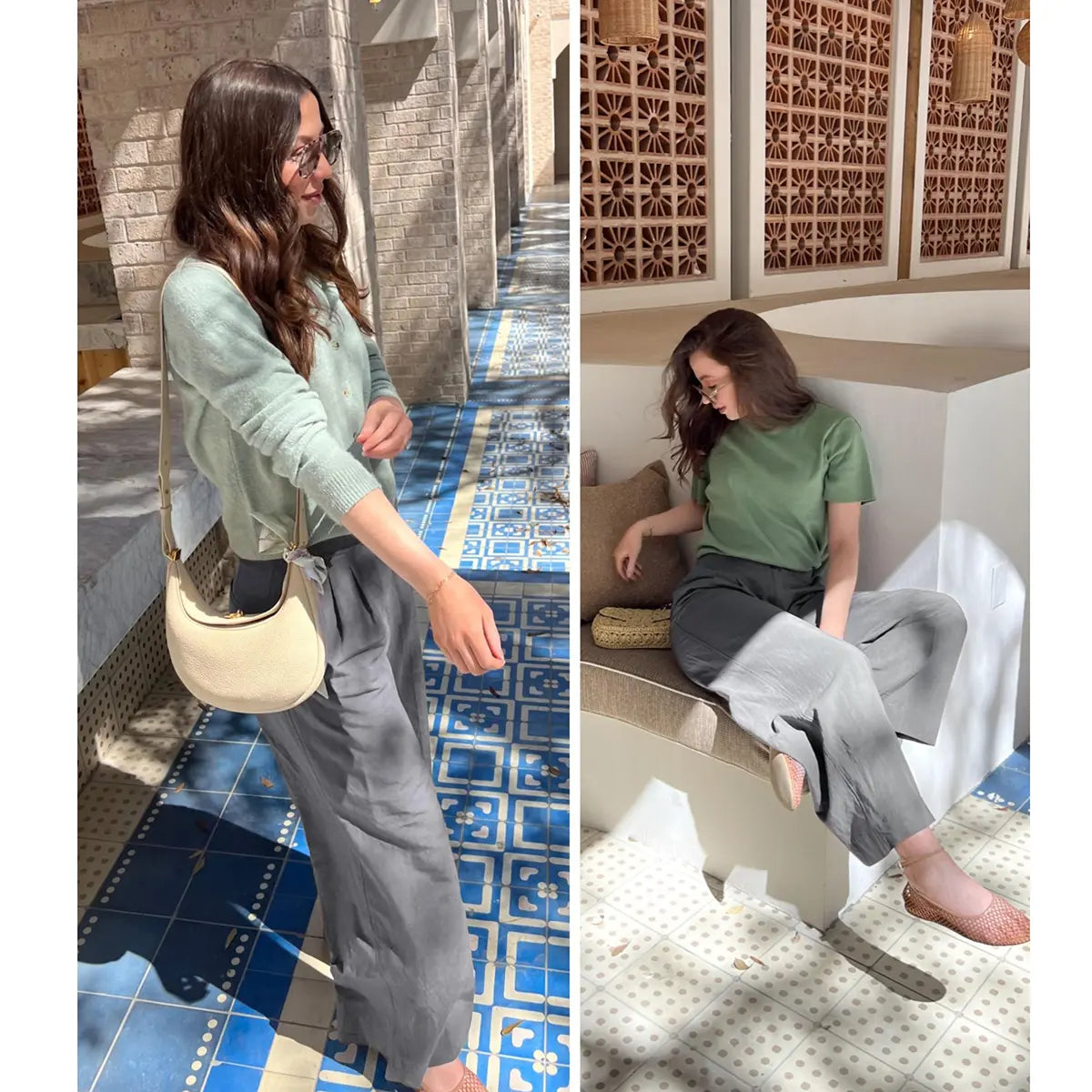 Molitree Women's Cotton Linen Wide Leg Pants High Waisted Loose Fit Casual Trousers with Button Up Breathable Summer Travel Beach Pants Apricot - Seldom Seen Styles