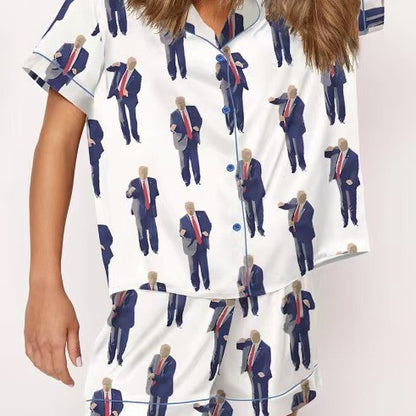 Moon Princess Sailor Guardians Wand Satin Pajama Set For Women Print Comfy Satin Sleepwear & Loungewear Pjs Printing Silky Top & Bottoms - SHESHOW