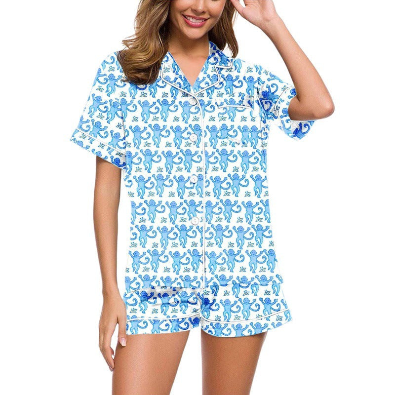 Moon Princess Sailor Guardians Wand Satin Pajama Set For Women Print Comfy Satin Sleepwear & Loungewear Pjs Printing Silky Top & Bottoms - SHESHOW - Seldom Seen Styles