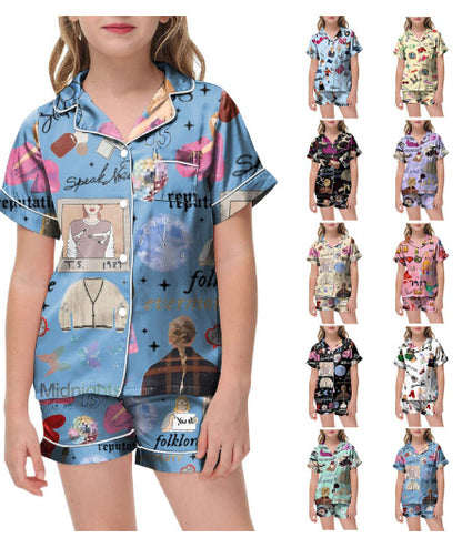 Moon Princess Sailor Guardians Wand Satin Pajama Set For Women Print Comfy Satin Sleepwear & Loungewear Pjs Printing Silky Top & Bottoms - SHESHOW