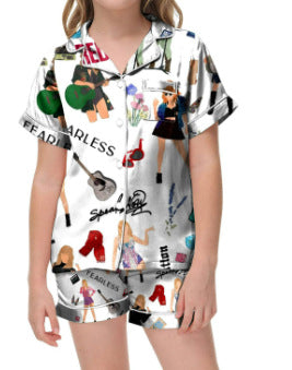 Moon Princess Sailor Guardians Wand Satin Pajama Set For Women Print Comfy Satin Sleepwear & Loungewear Pjs Printing Silky Top & Bottoms - SHESHOW