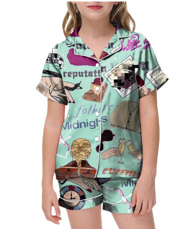 Moon Princess Sailor Guardians Wand Satin Pajama Set For Women Print Comfy Satin Sleepwear & Loungewear Pjs Printing Silky Top & Bottoms - SHESHOW