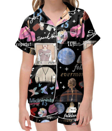 Moon Princess Sailor Guardians Wand Satin Pajama Set For Women Print Comfy Satin Sleepwear & Loungewear Pjs Printing Silky Top & Bottoms - SHESHOW