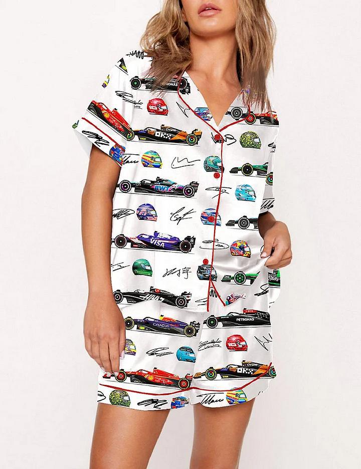 Moon Princess Sailor Guardians Wand Satin Pajama Set For Women Print Comfy Satin Sleepwear & Loungewear Pjs Printing Silky Top & Bottoms - SHESHOW - Seldom Seen Styles