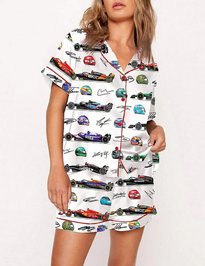 Moon Princess Sailor Guardians Wand Satin Pajama Set For Women Print Comfy Satin Sleepwear & Loungewear Pjs Printing Silky Top & Bottoms - SHESHOW