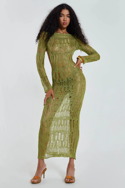 Robe Ombre Vert Mousse Métallisé