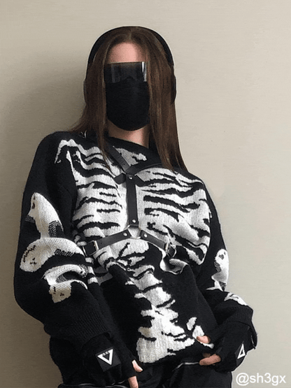 Strickpullover mit NEV-Skelett-Print