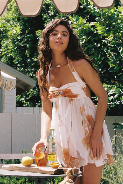 Robe courte sexy à col suspendu et dos nu pour femme, nouvelle collection été 2025