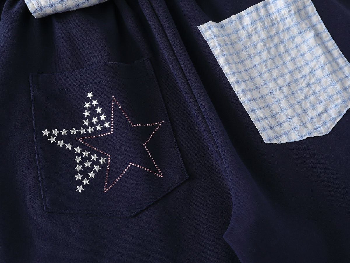 Navy Wide-Leg Sweatpants with Bunny Graphic - Seldom Seen Styles
