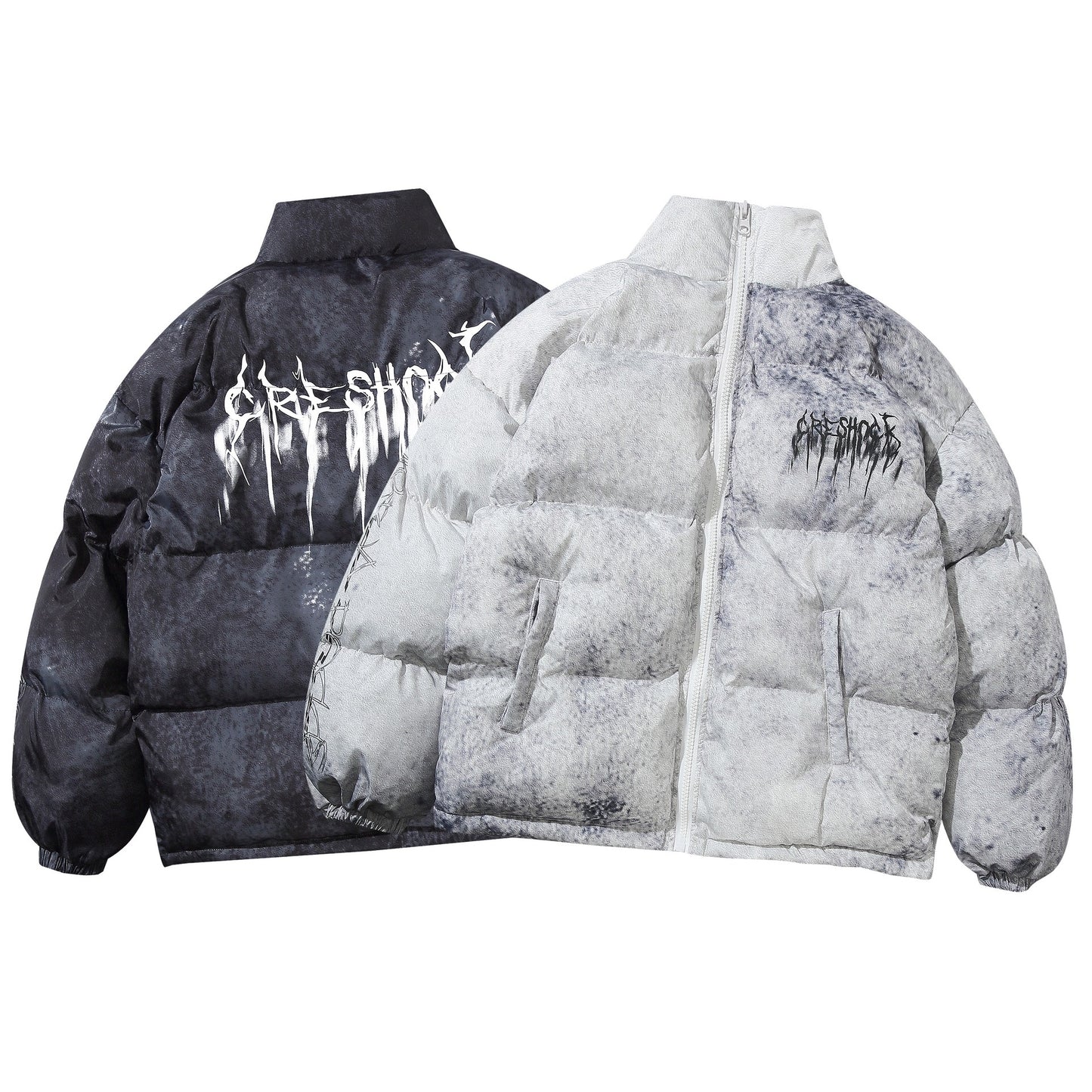 Women's American Street Oversized Hand-Stuffed Cotton Puffer Jacket Couple Autumn Winter Casual Unisex Multi-Style | Street Duo Puffer II
