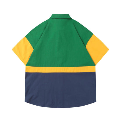 Japanese Cartoon Leather Patchwork Embroidered Short Sleeve Shirt Unisex Trendy Streetwear Couple Casual Tee | Patch Toon