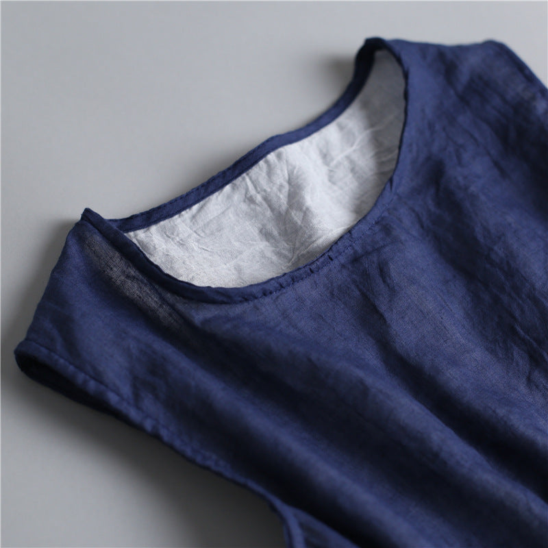 Women's Linen Blend Tank Top Sleeveless Loose Fit Tunic Blouse Casual Summer Cotton Linen Top