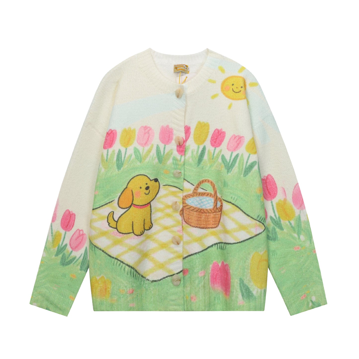 Full-Print Cartoon Cardigan Sweater Unisex Loose Fit Cute Kawaii Knit Open-Front Autumn Casual Couple Sweater | Toon Cardi