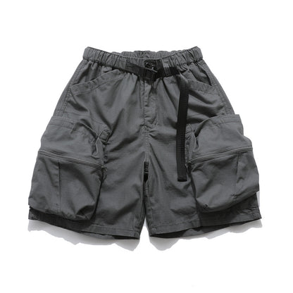 Loose Fit Cargo Shorts Elastic Waist Multi Pocket Drawstring Casual Summer Streetwear Unisex Wide Leg Shorts | Kaji Cargo