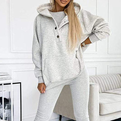 Women's Three Piece Lounge Set Hooded Sweatshirt Tank Top and Leggings Matching Tracksuit Casual Athleisure Outfit